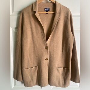 Lands’ End Women's Fine Gauge 100% Cotton Button Front Blazer Sweater Size M